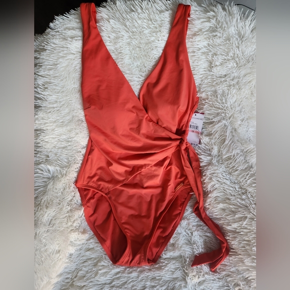 NWT Vince Camuto One-piece Sunset Orange Swimsuit Size 10 - Picture 3 of 5